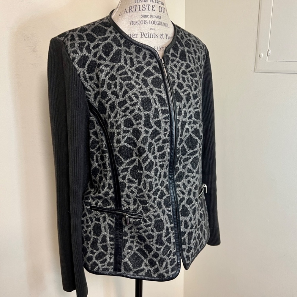 Peter Nygard wool mix jacket with leather trim Size XL - rare find! - Picture 2 of 14